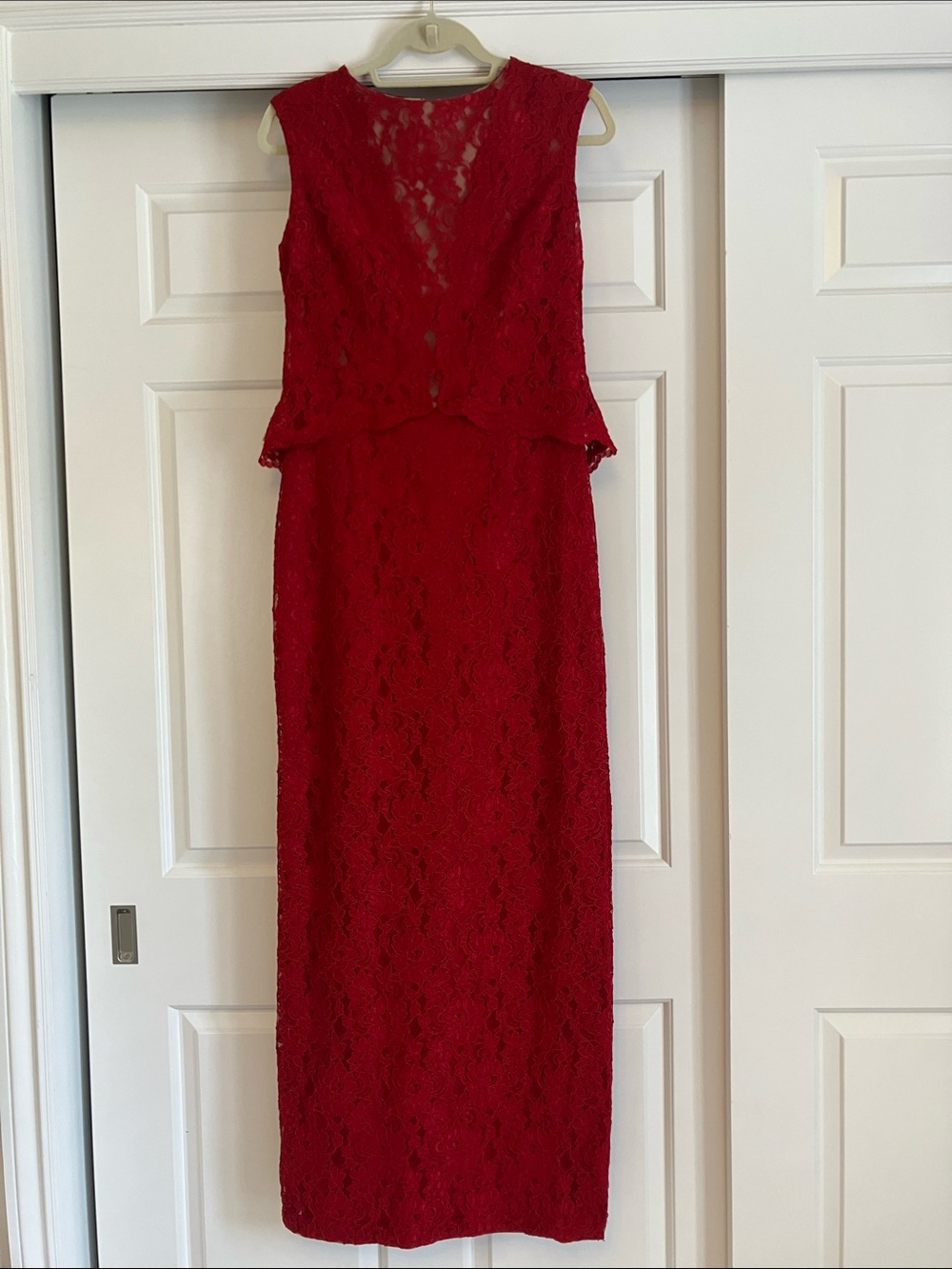 Ralph Lauren Red Lace Sleeveless Maxi Dress